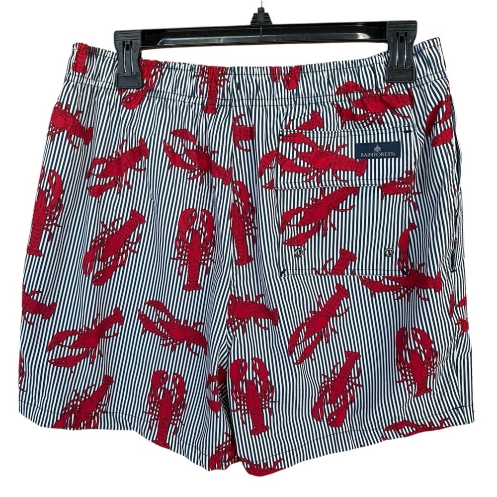 RAINFOREST Red and White Swim Trunks with Nautical Lobster Print - Picture 3 of 7